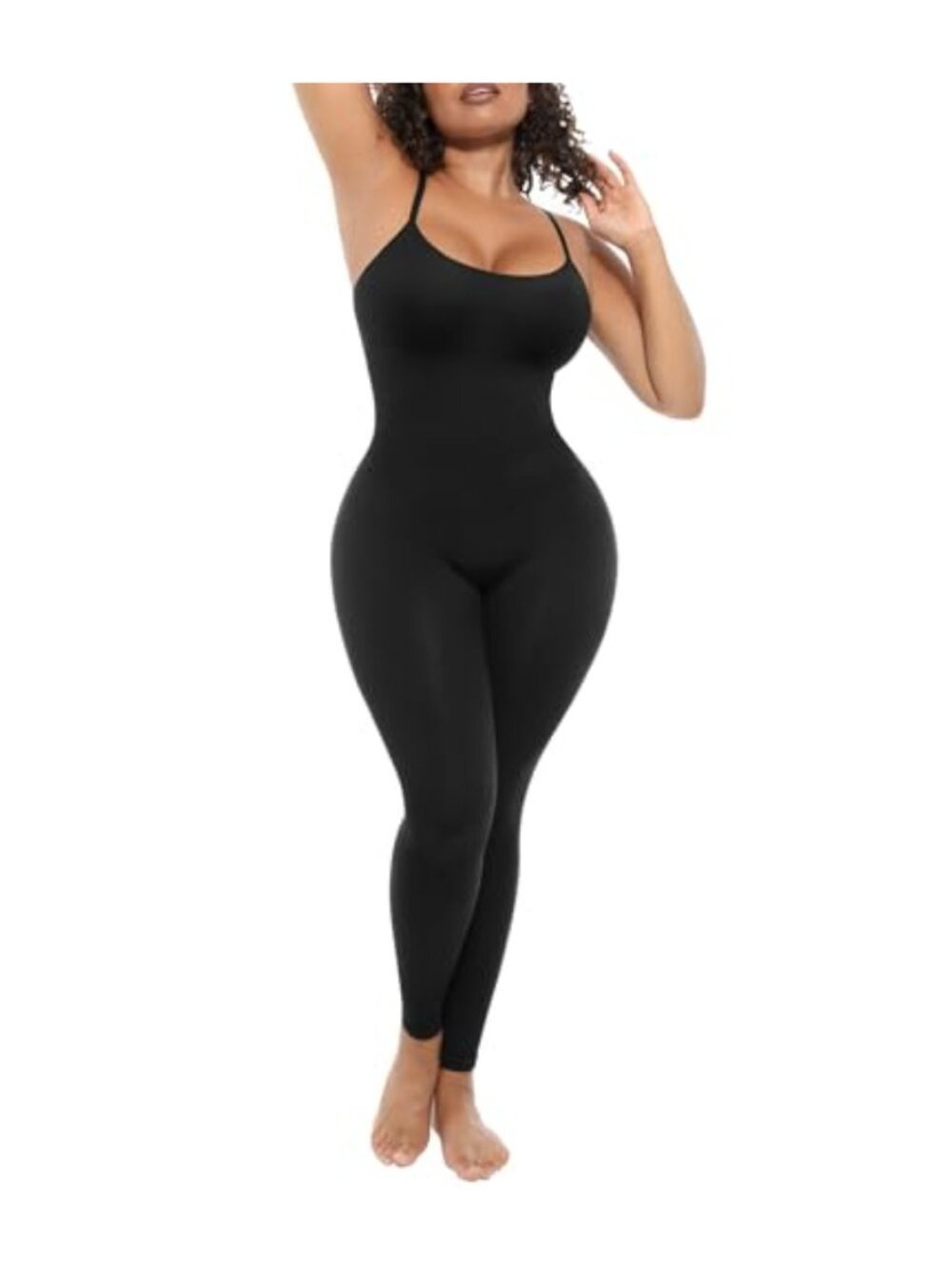 Seamless Ribbed Jumpsuit Built-in Bra Tummy Control One Piece Workout
